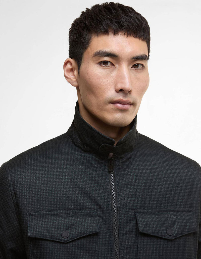 Chaqueta Barbour Check Distill Quilted Negra Hombre