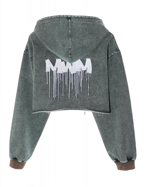 Sudadera con Capucha MWM Corta Gris Mujer