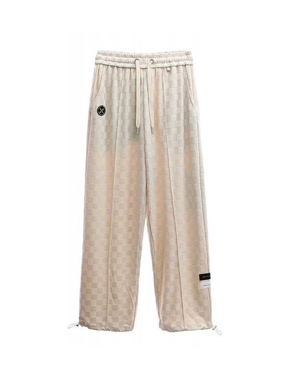 Pantalón MWM Checked con Logo Beige Unisex