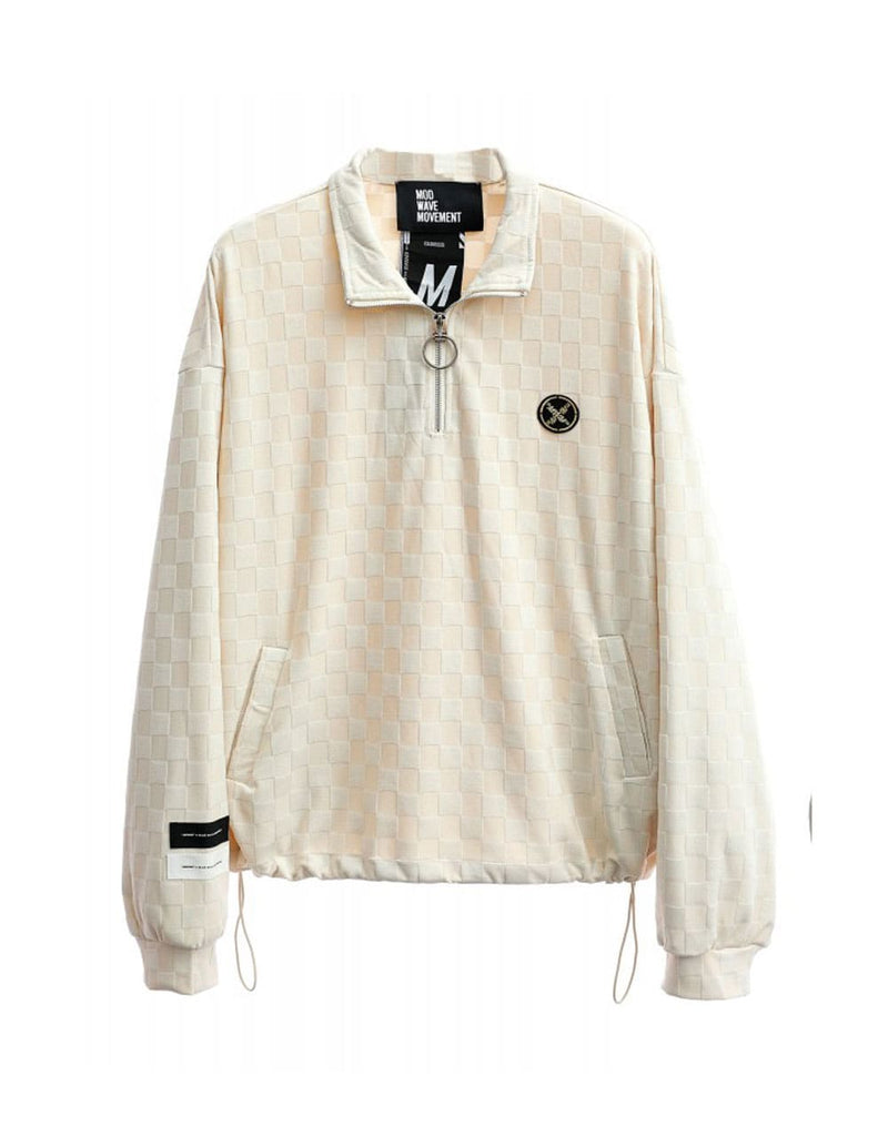 Sudadera MWM Checked con Logo Beige Unisex