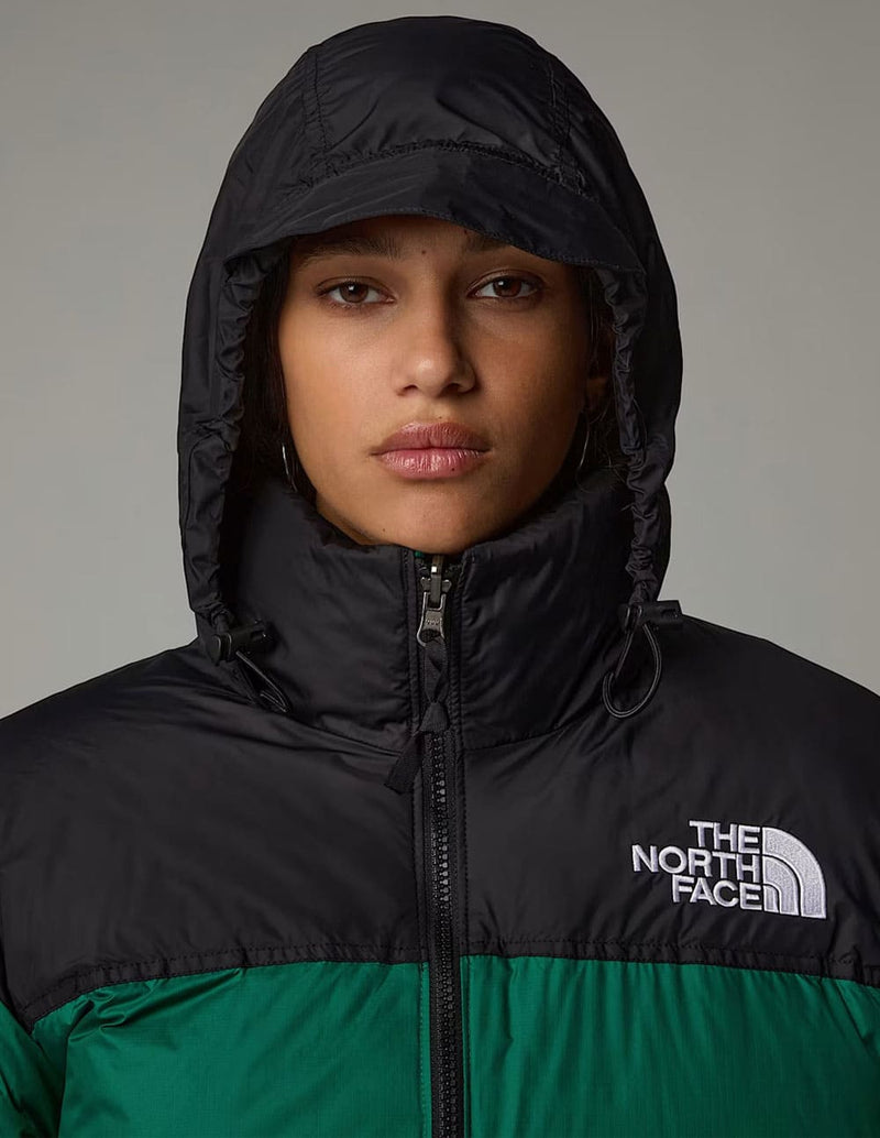 Anorak The North Face Nuptse Retro 1996 Verde y Negro Mujer