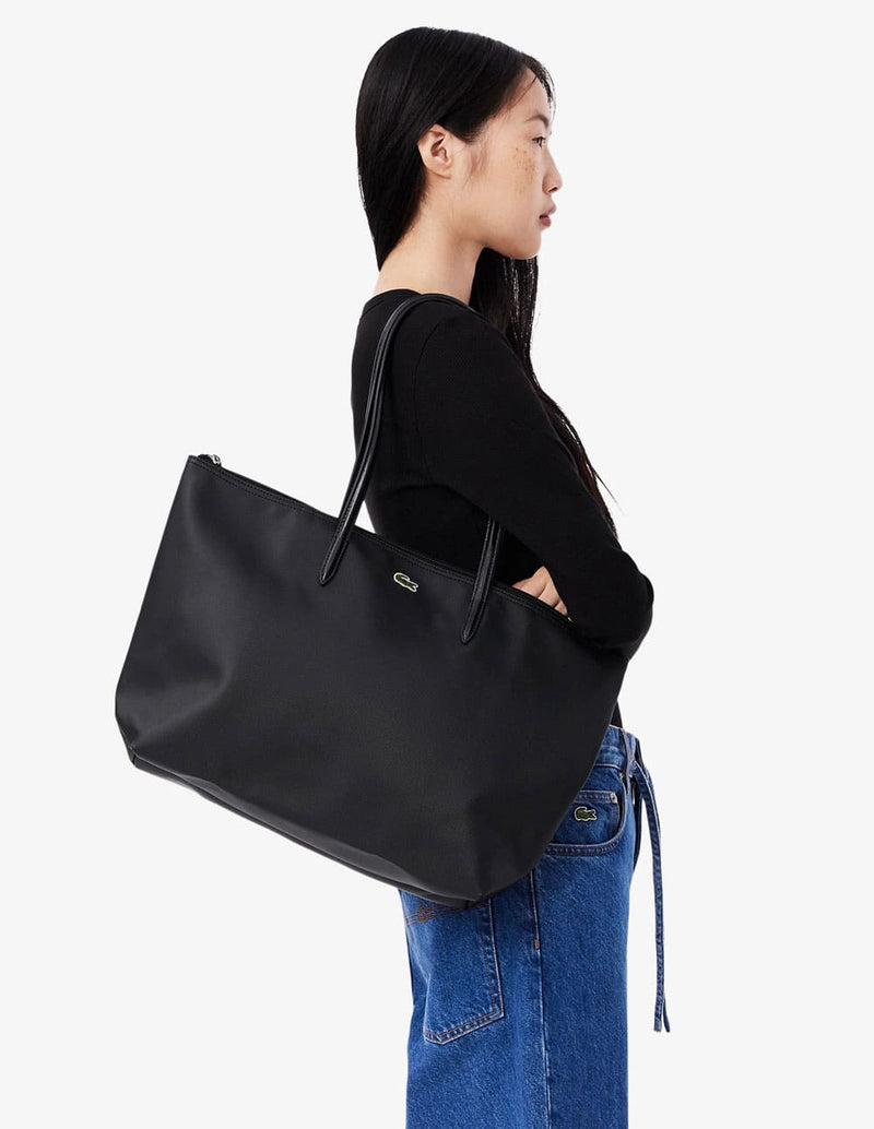 Bolso Tote Lacoste L.12.12 Concept con Cremallera Negro Mujer 35 x 30 x 14