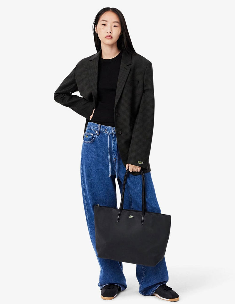 Bolso Tote Lacoste L.12.12 Concept con Cremallera Negro Mujer 35 x 30 x 14