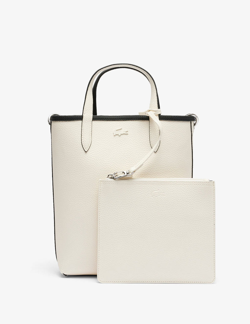 Bolso Tote Lacoste Reversible y con Cartera Negro y Blanco Mujer 22 x 29 x 10