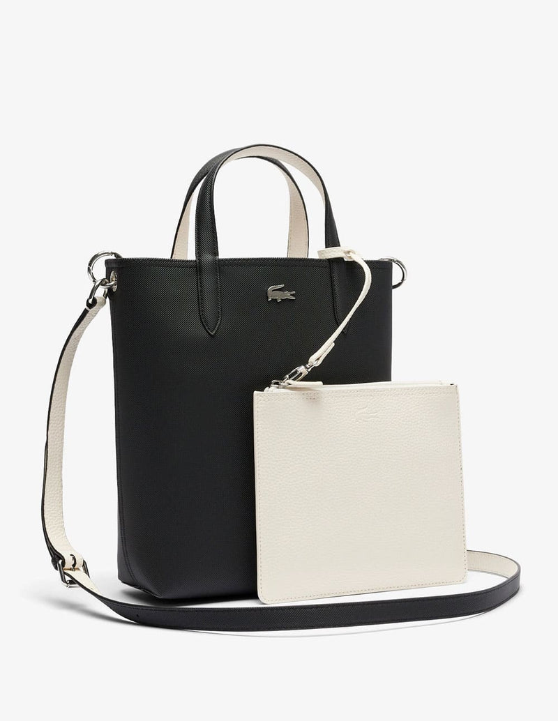 Bolso Tote Lacoste Reversible y con Cartera Negro y Blanco Mujer 22 x 29 x 10