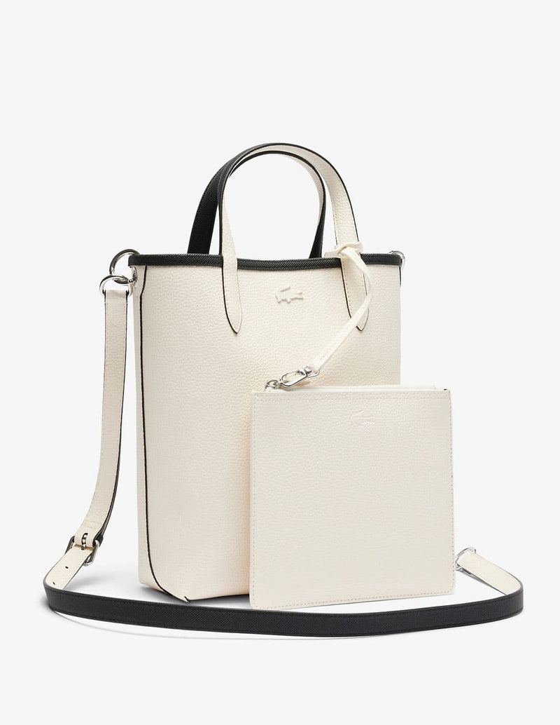 Bolso Tote Lacoste Reversible y con Cartera Negro y Blanco Mujer 22 x 29 x 10