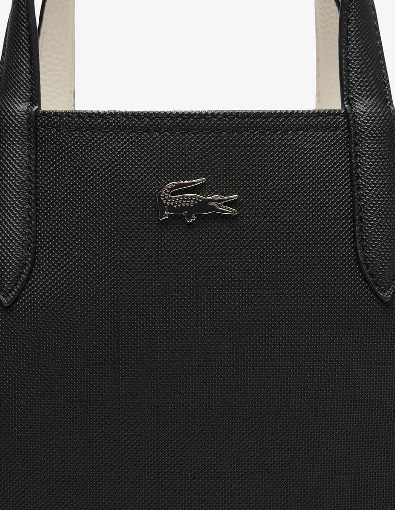 Bolso Tote Lacoste Reversible y con Cartera Negro y Blanco Mujer 22 x 29 x 10