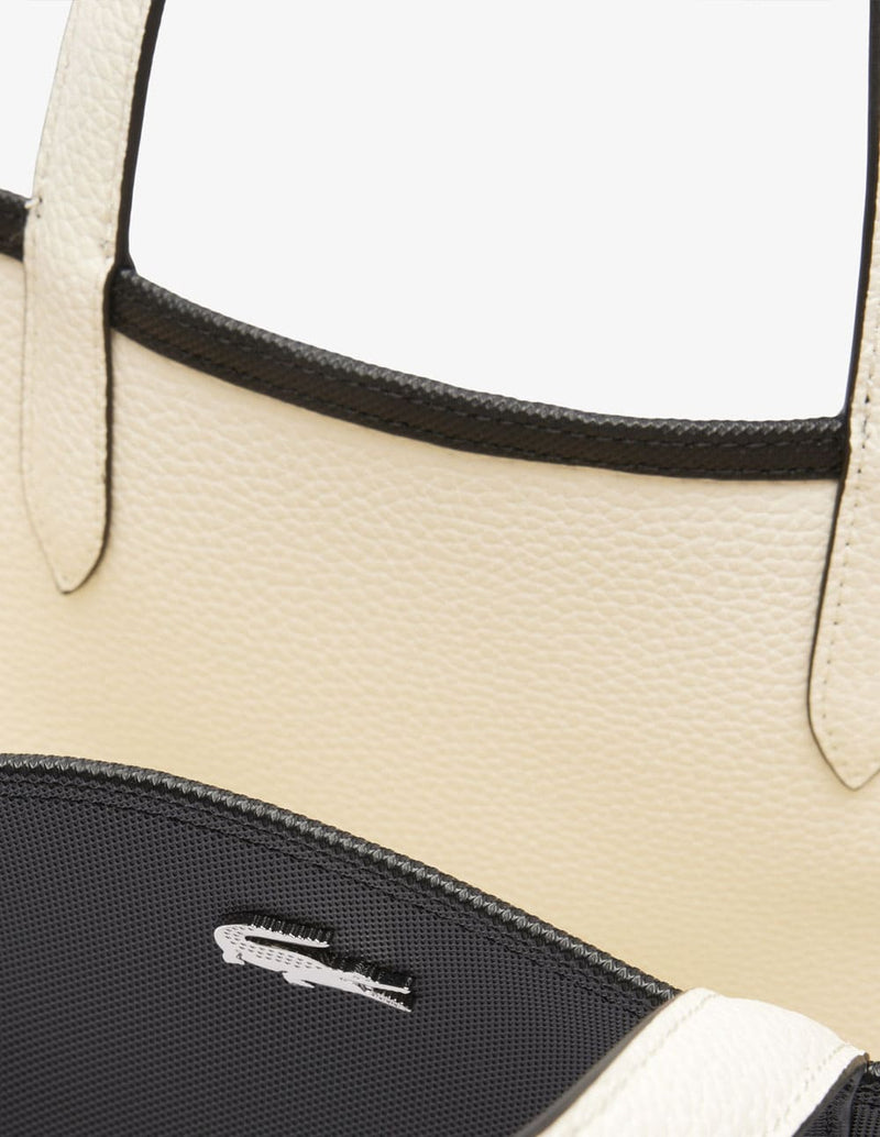 Bolso Tote Lacoste Reversible y con Cartera Negro y Blanco Mujer 22 x 29 x 10