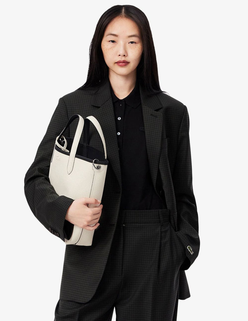 Bolso Tote Lacoste Reversible y con Cartera Negro y Blanco Mujer 22 x 29 x 10
