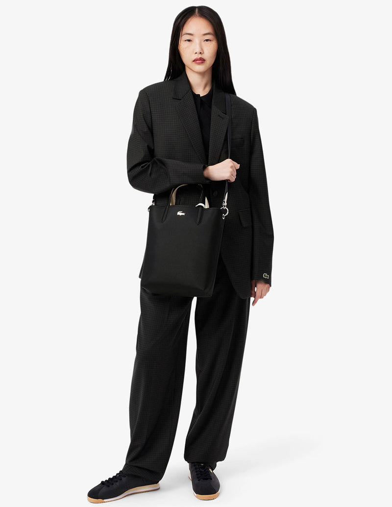 Bolso Tote Lacoste Reversible y con Cartera Negro y Blanco Mujer 22 x 29 x 10