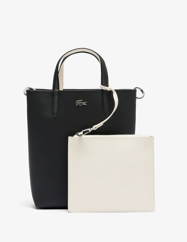 Bolso Tote Lacoste Reversible y con Cartera Negro y Blanco Mujer 22 x 29 x 10