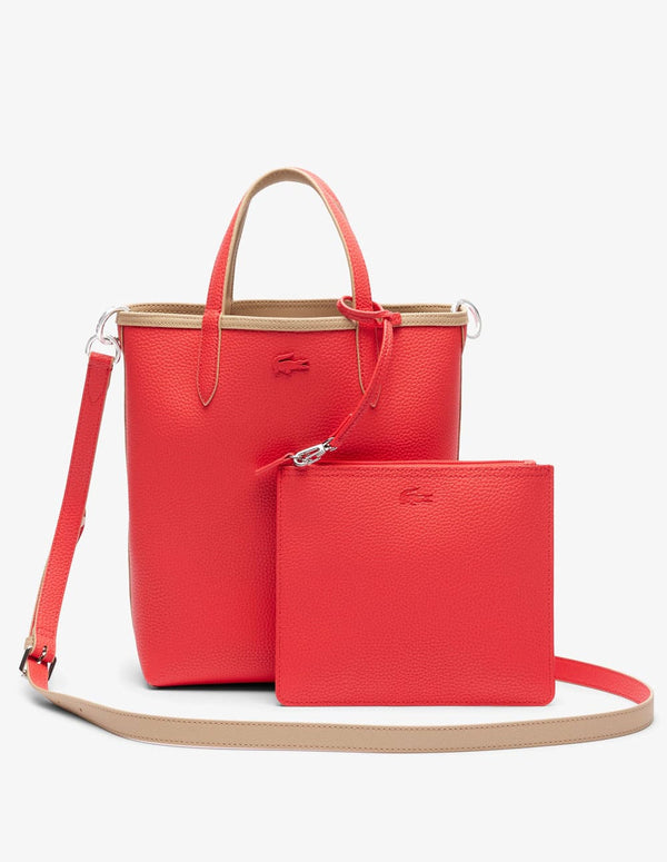 Bolso Tote Lacoste Reversible y con Cartera Rojo y Beige Mujer 22 x 29 x 10