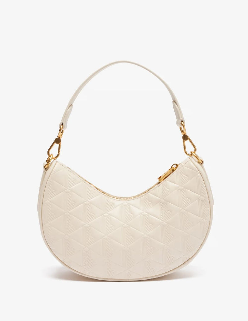 Bolso Lacoste de Media Luna Maheki de Piel con Relieve Crema Mujer 25 x 18 x 8