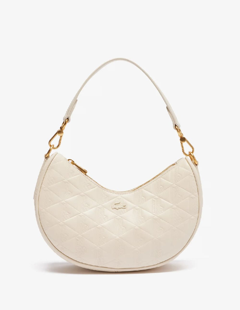 Bolso Lacoste de Media Luna Maheki de Piel con Relieve Crema Mujer 25 x 18 x 8