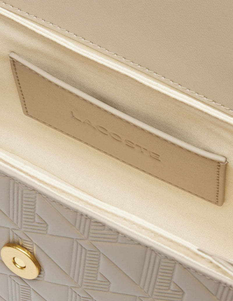 Bolso Lacoste Maheki de Piel en Relieve Beige Mujer