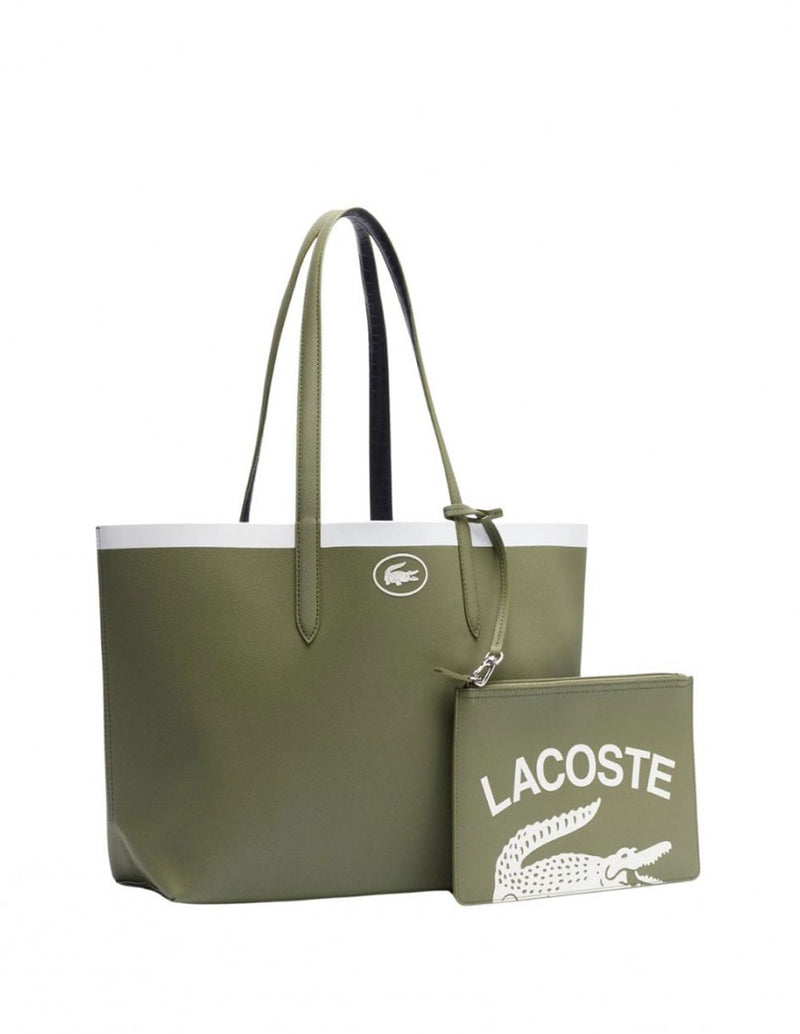 Bolso Tote Lacoste Reversible Anna Verde Mujer 35 x 30 x 14