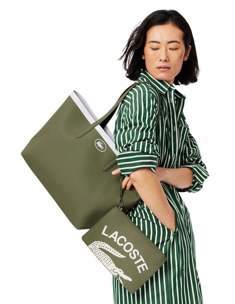 Bolso Tote Lacoste Reversible Anna Verde Mujer 35 x 30 x 14