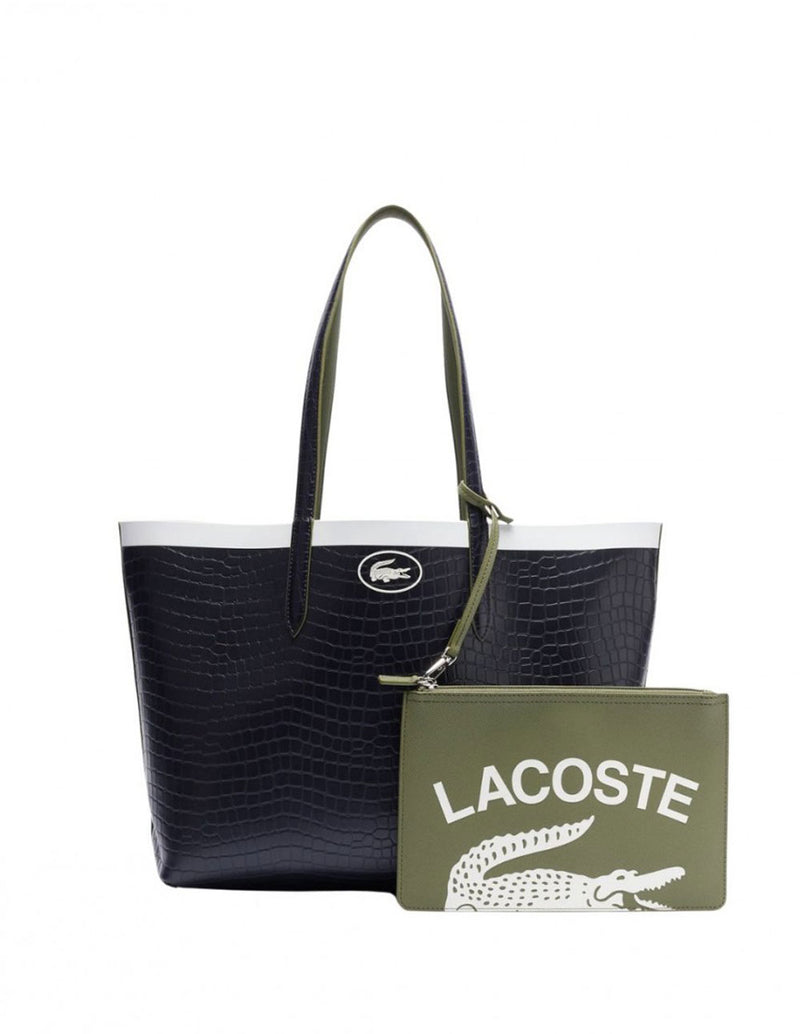 Bolso Tote Lacoste Reversible Anna Verde Mujer 35 x 30 x 14