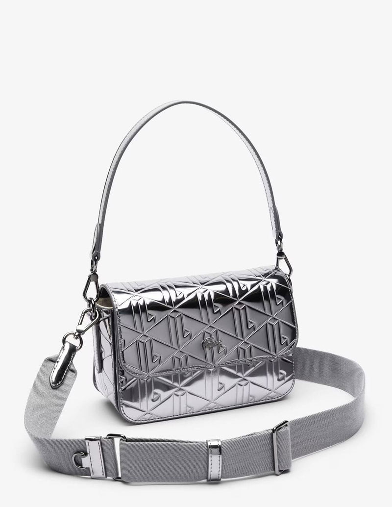 Bolso Lacoste Metálico Gris Mujer 21 x 14 x 9