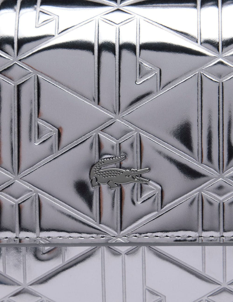 Bolso Lacoste Metálico Gris Mujer 21 x 14 x 9