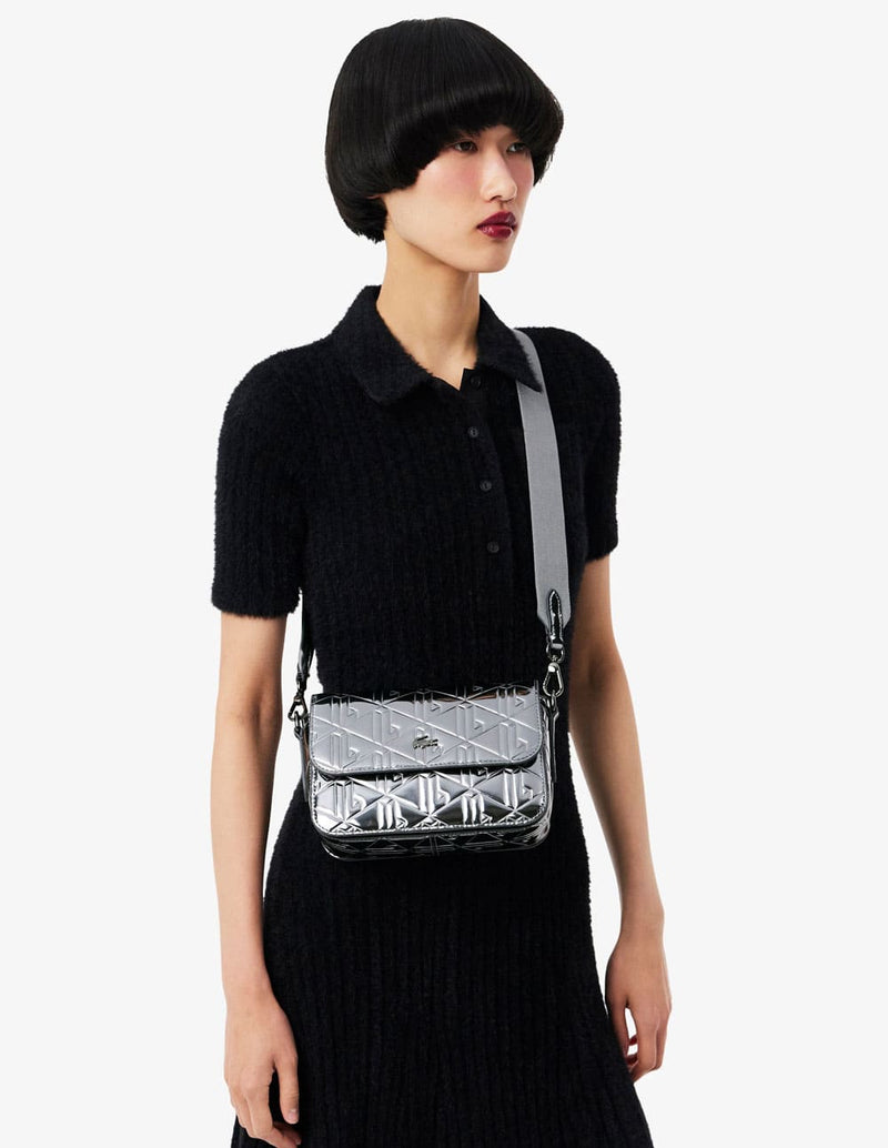 Bolso Lacoste Metálico Gris Mujer 21 x 14 x 9