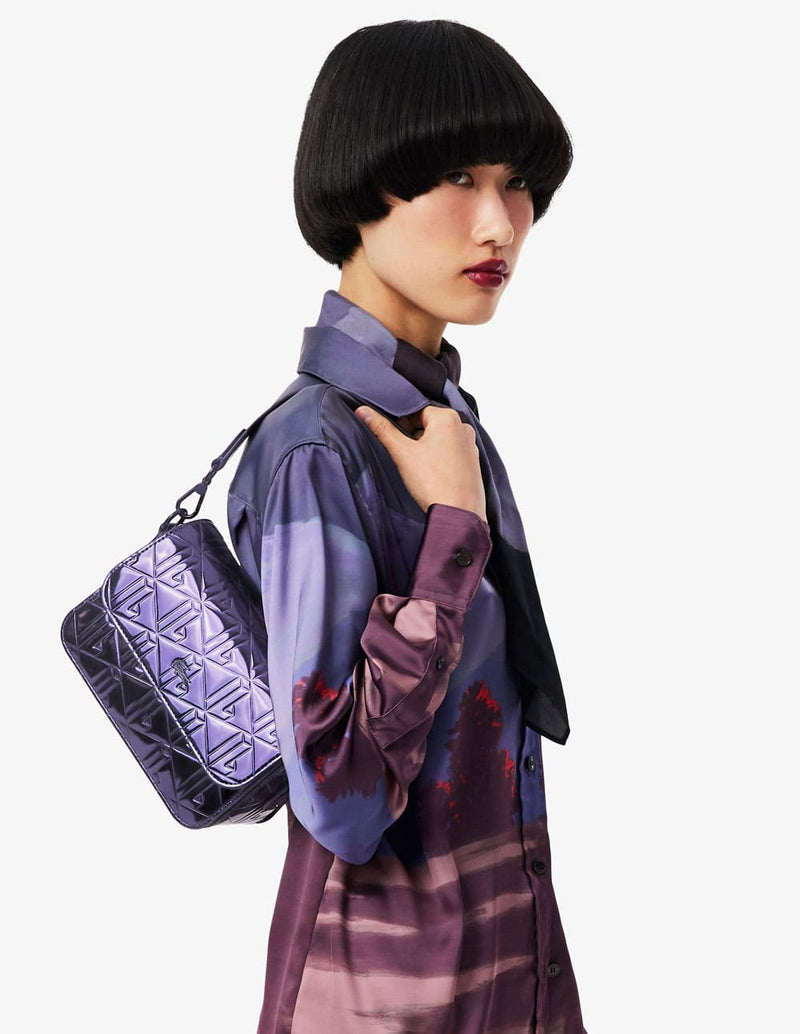 Bolso Lacoste Metálico Azul Mujer 21 x 14 x 9