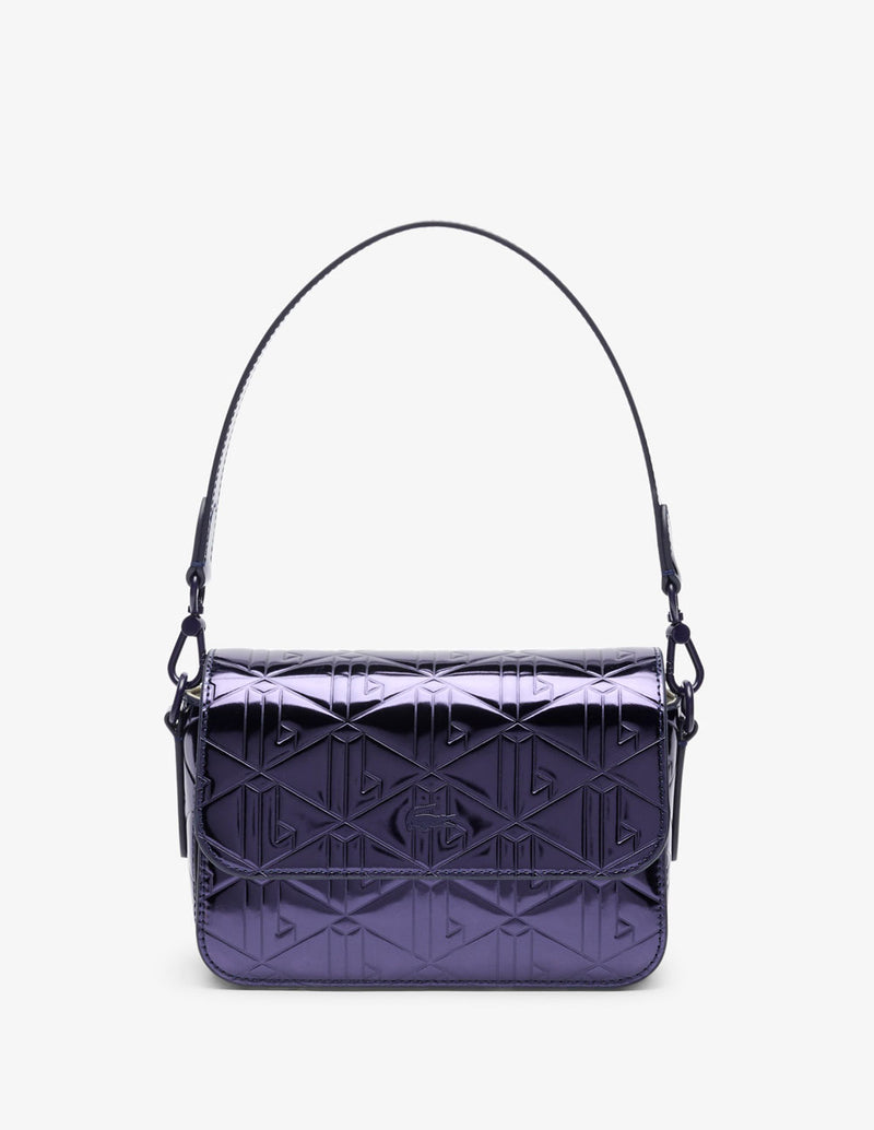 Bolso Lacoste Metálico Azul Mujer 21 x 14 x 9