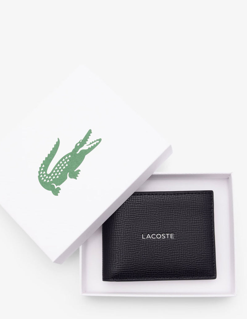 Billetera Lacoste Ossian Negra Hombre 10 x 8 x 2