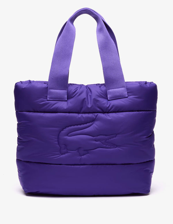 Bolso Tote Lacoste Acolchado Puffy Croc Morado Unisex 22 x 15 x 10