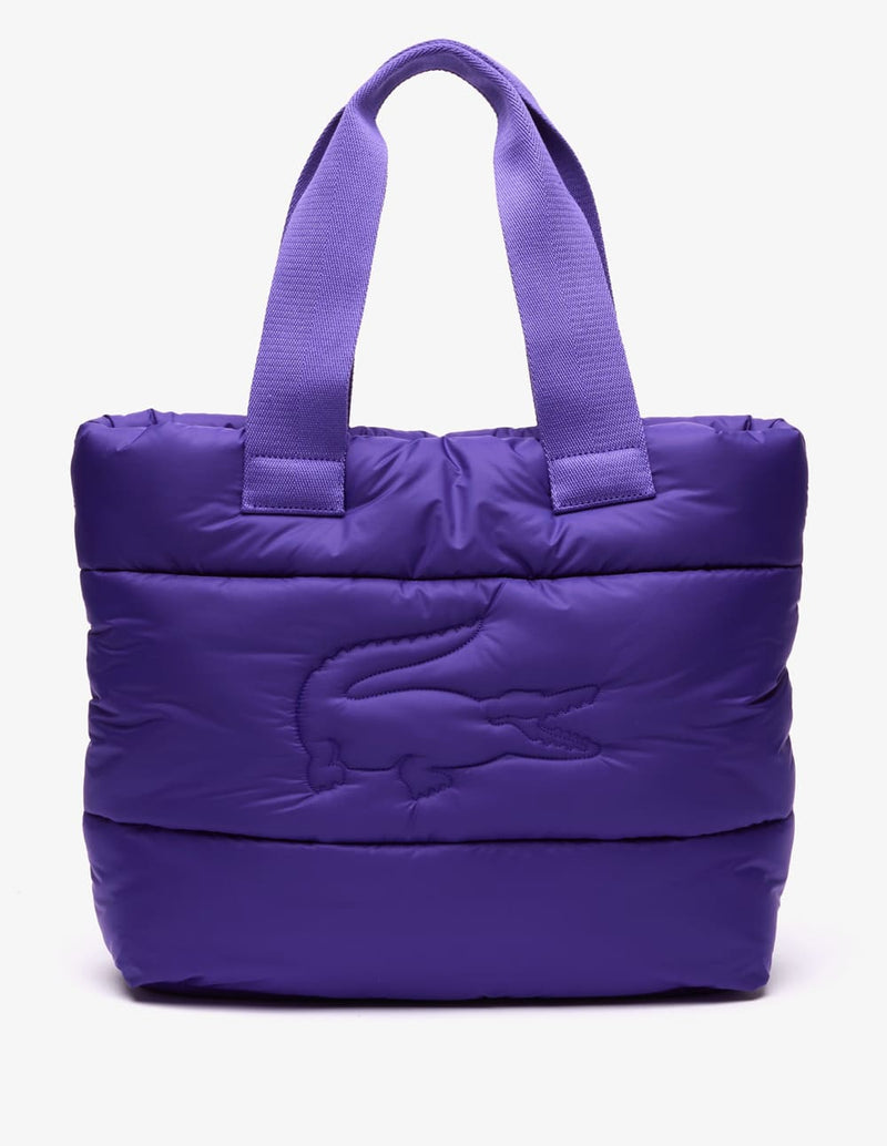 Bolso Tote Lacoste Acolchado Puffy Croc Morado Unisex 22 x 15 x 10