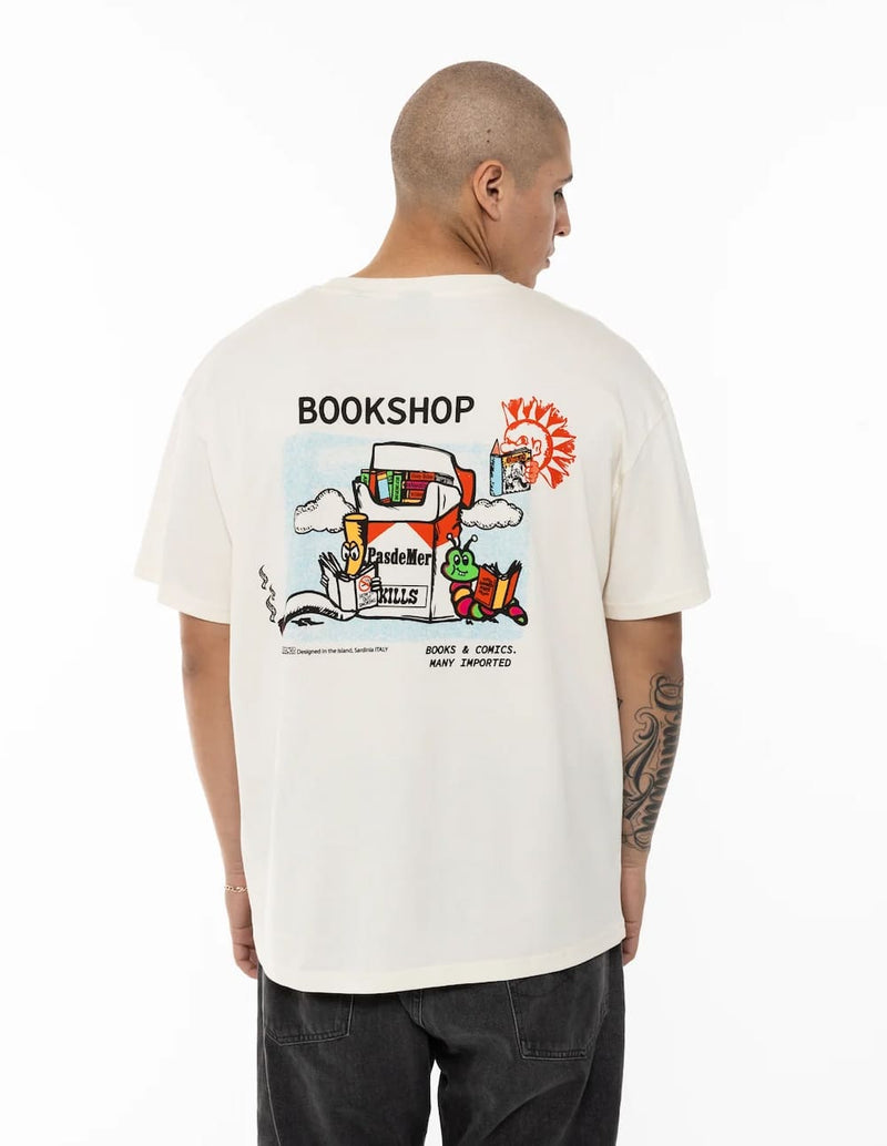 Camiseta Pas de Mer Book Shop Beige Hombre