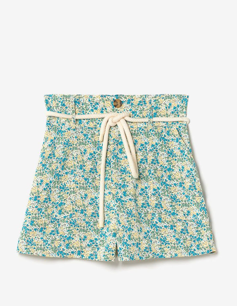 Le Temps des Cerises Lamet Printed Blue Woman Short