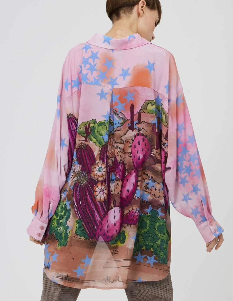 Camisa Larga Silvian Heach Estampada Multicolor Mujer