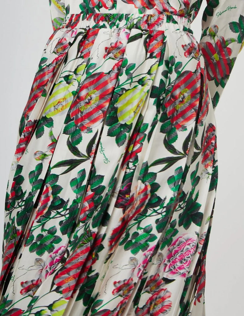Silvian Heach Women's Multicolor Printed Pleated Midi Skirt