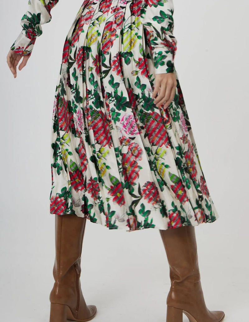 Silvian Heach Women's Multicolor Printed Pleated Midi Skirt