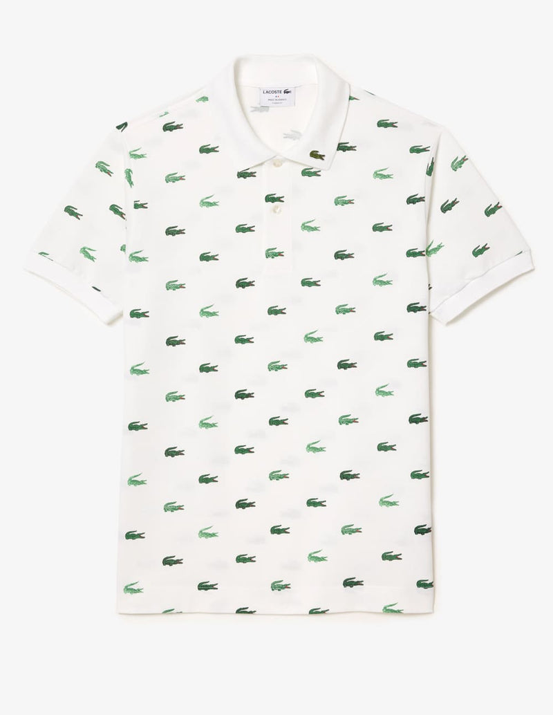 Polo Lacoste L.12.12 con Logos Blanco Hombre