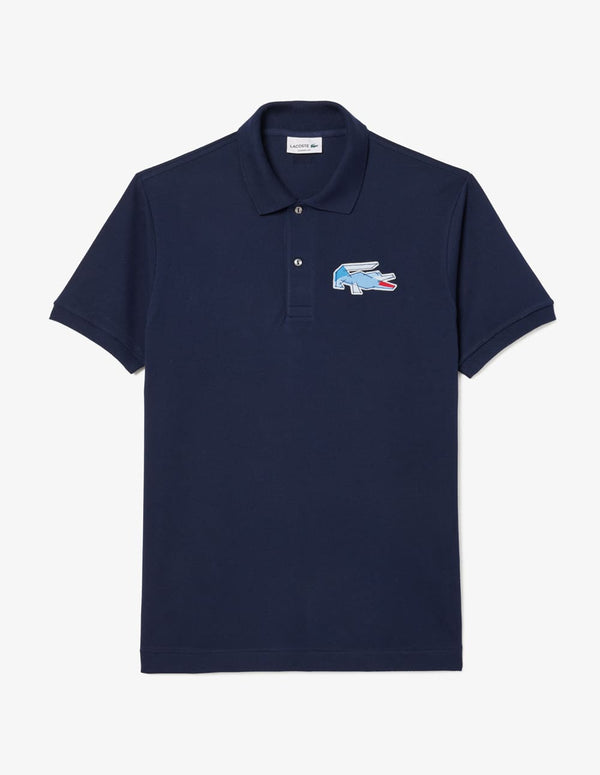 Polo Lacoste con Insignia de Corte Clásico L.12.12 Azul Marino Hombre