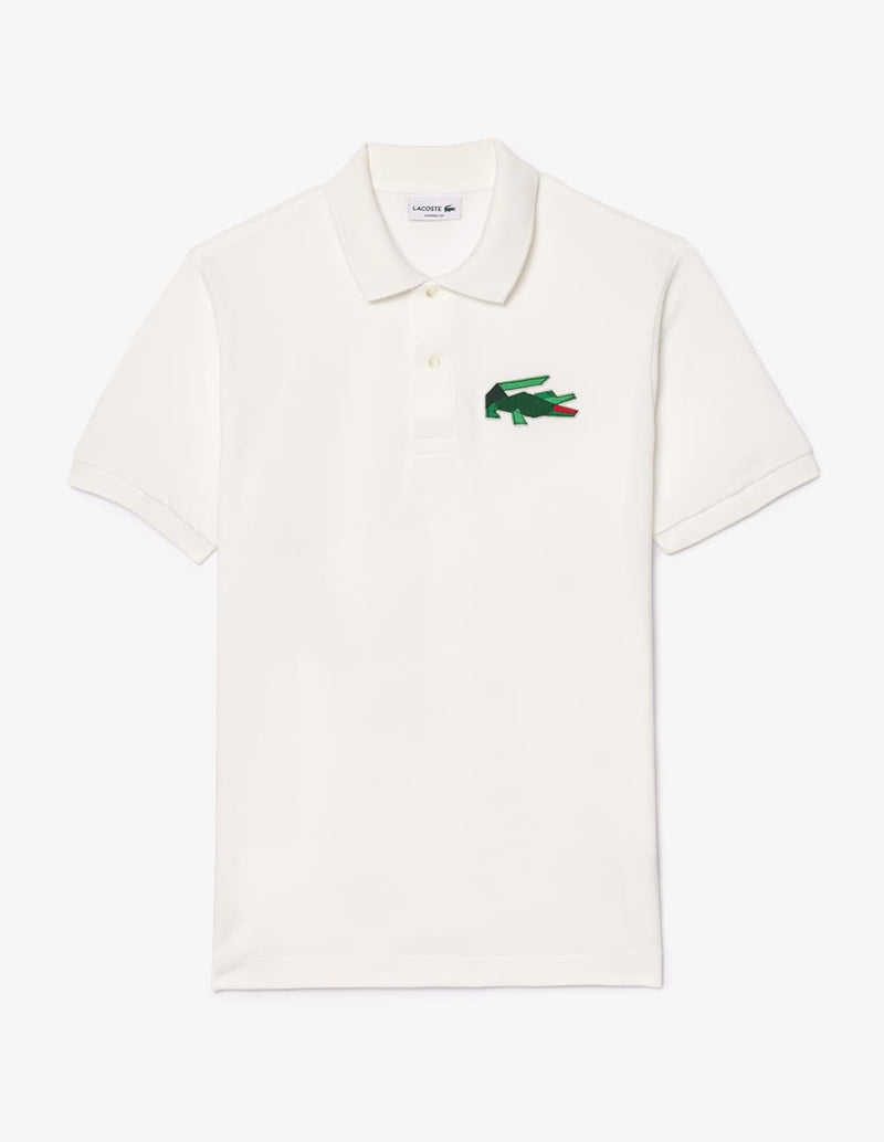 Polo Lacoste con Insignia de Corte Clásico L.12.12 Blanco Hombre