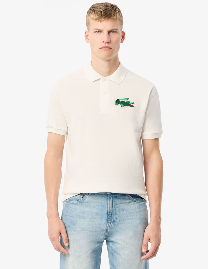 Polo Lacoste con Insignia de Corte Clásico L.12.12 Blanco Hombre