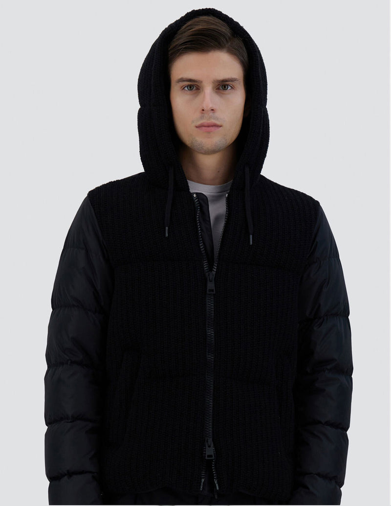 Plumas Herno de Weighty Knit y Nylon Chamonix Negro Hombre