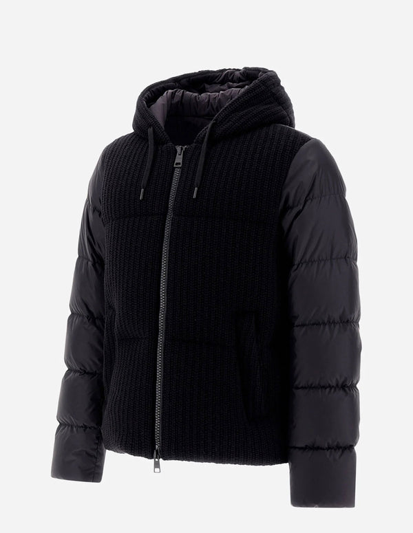 Plumas Herno de Weighty Knit y Nylon Chamonix Negro Hombre