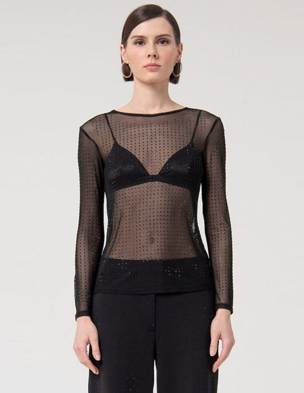 Top Fracomina con Strass Negro Mujer