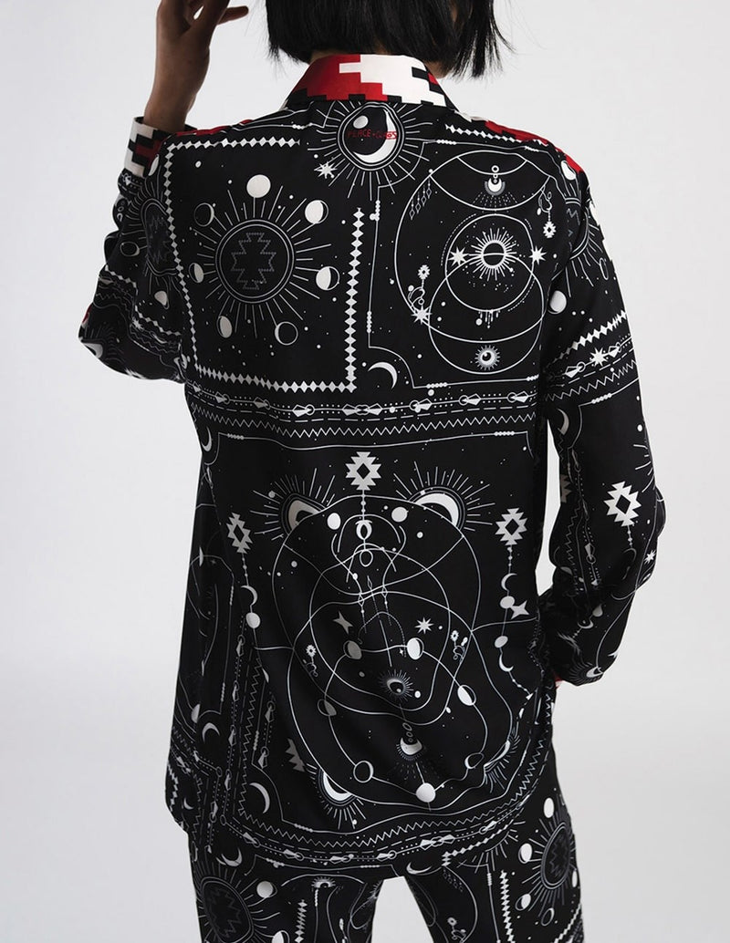 Peace and Chaos Celestial Shirt with Black Prints Woman
