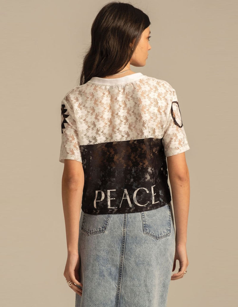 Top Peace and Chaos Cosmos Lace Negro y Blanco Mujer