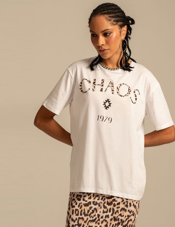 Camiseta Peace and Chaos Menagerie Blanca Mujer