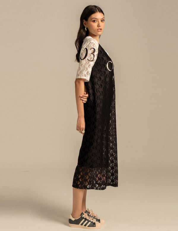 Vestido Peace and Chaos Cosmos Lace Negro Mujer
