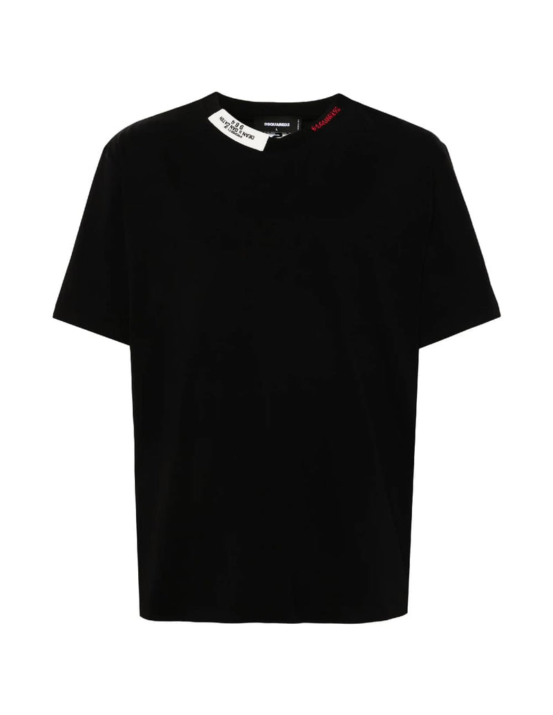 Camiseta Dsquared2 con Logo en el Cuello Negra Hombre