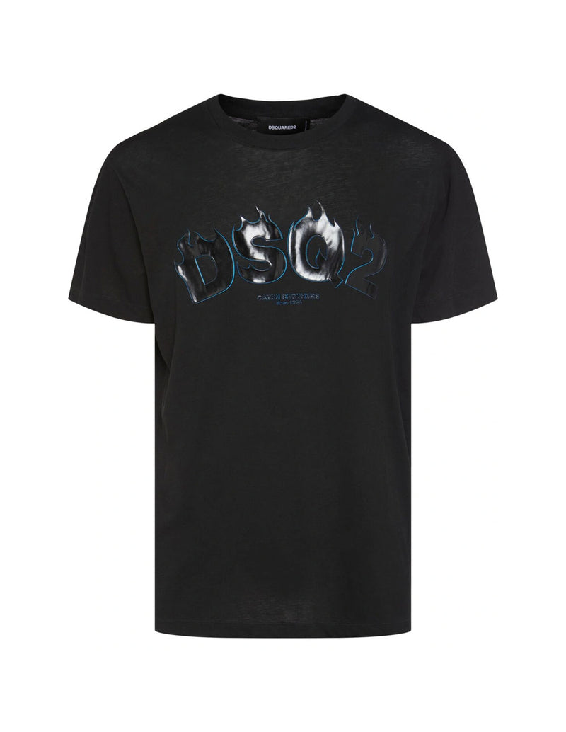 Camiseta Dsquared2 con Logo Estampado Negra Hombre