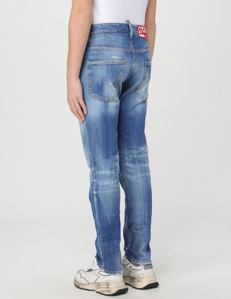 Pantalón Vaquero Dsquared2 con Logo Azul Hombre