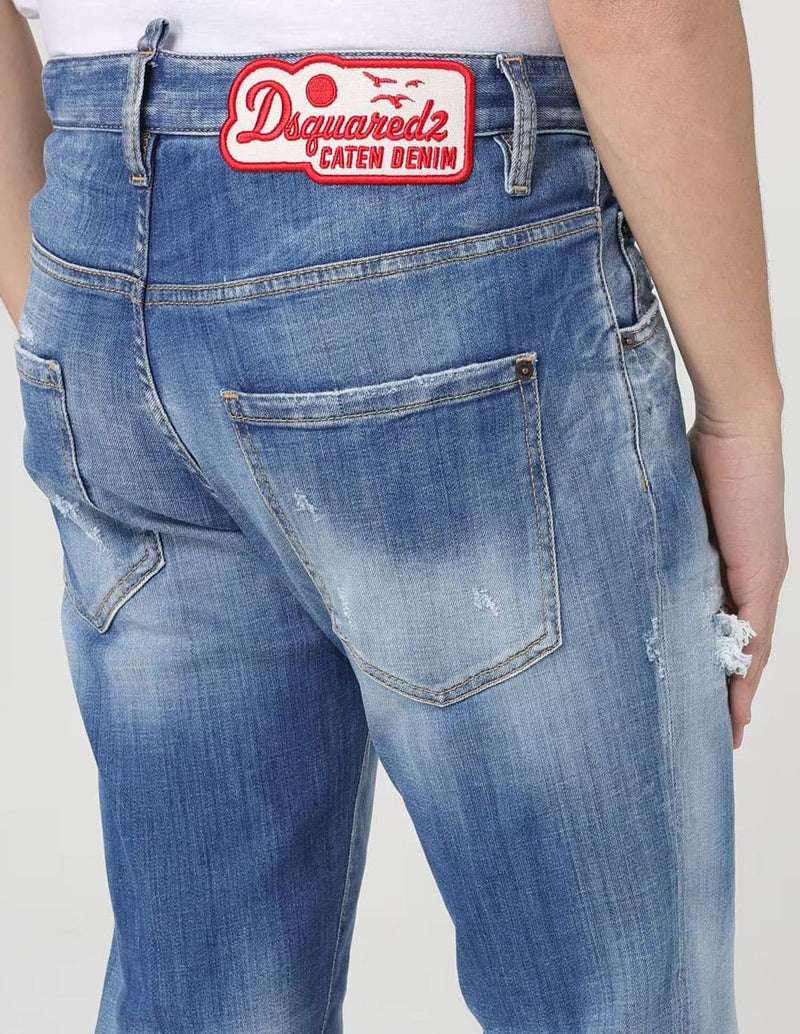 Pantalón Vaquero Dsquared2 con Logo Azul Hombre